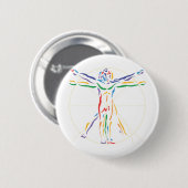 DaVinci Anatomy Man in Chakra Farben Button (Vorne & Hinten)