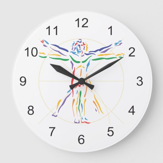 DaVinci Anatomy Man in Chakra Farben Große Wanduhr (Vorderseite)