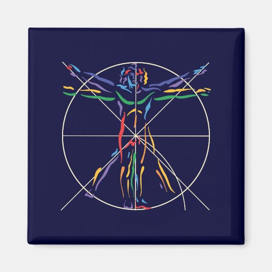 DaVinci Anatomy Man in Chakra Farben Magnet (Vorne)