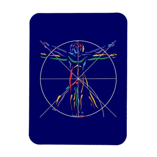 DaVinci Anatomy Man in Chakra Farben Magnet (Vertikal)