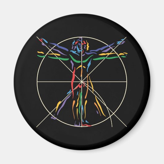 DaVinci Anatomy Man in Chakra Farben Magnet (Vorne)
