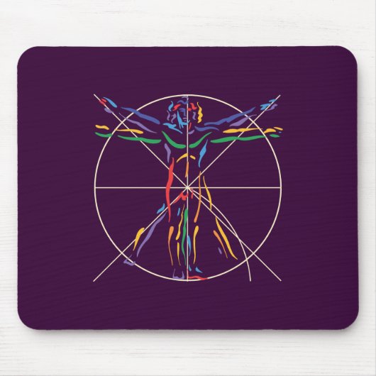 DaVinci Anatomy Man in Chakra Farben Mousepad (Vorne)