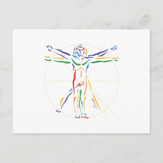 DaVinci Anatomy Man in Chakra Farben Postkarte (Vorderseite)