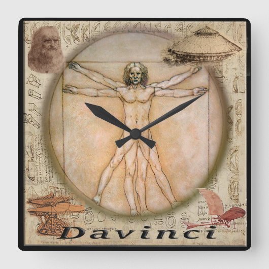 Davinci Quadratische Wanduhr (Vorderseite)