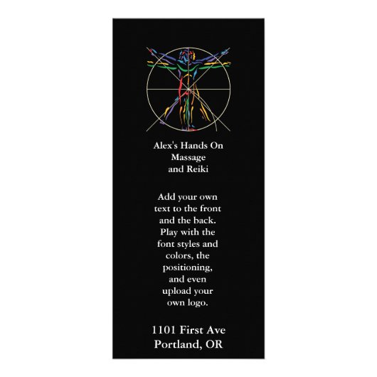 DaVinci Vitruvian Mann Chakra Farben Werbekarte (Vorne)