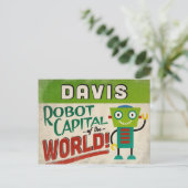 Davis California Robot - Funny Vintag Postkarte (Stehend Vorderseite)