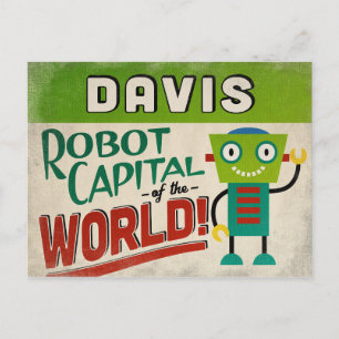 Davis California Robot - Funny Vintag Postkarte