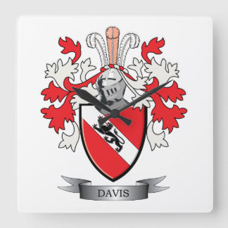 Davis Coat of Arms Quadratische Wanduhr