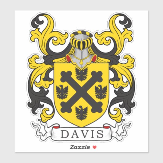 Davis Familienwappen Aufkleber (Blatt)