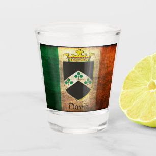 Davis Familienwappen Irish Flag Schnapsglas