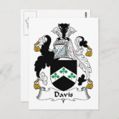 Davis Familienwappen Postkarte (Vorne/Hinten)