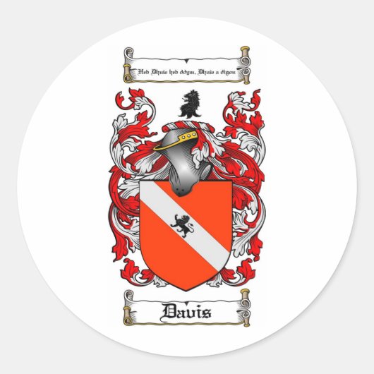 DAVIS-FAMILIENWAPPEN - WAFFENSCHUTZMUSTER RUNDER AUFKLEBER (Vorderseite)