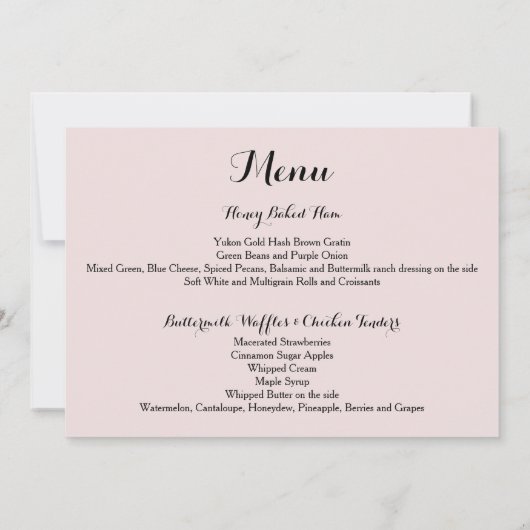 Davis + Harper Menu Card Einladung (Rückseite)