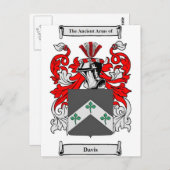 Davis (Irland)-Wappen Postkarte (Vorne/Hinten)