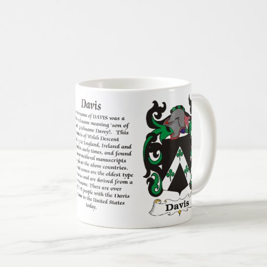 Davis, Ursprung, Bedeutung und das Wappen Kaffeetasse (VorderseiteRechts)