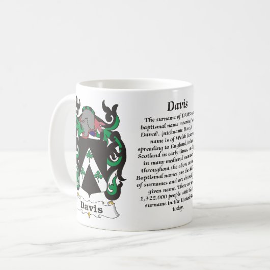 Davis, Ursprung, Bedeutung und das Wappen Kaffeetasse (Vorderseite Links)
