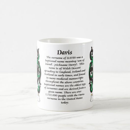 Davis, Ursprung, Bedeutung und das Wappen Kaffeetasse (Mittel)