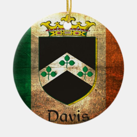Davis Wappen Irish Flag Keramik Ornament (Vorne)