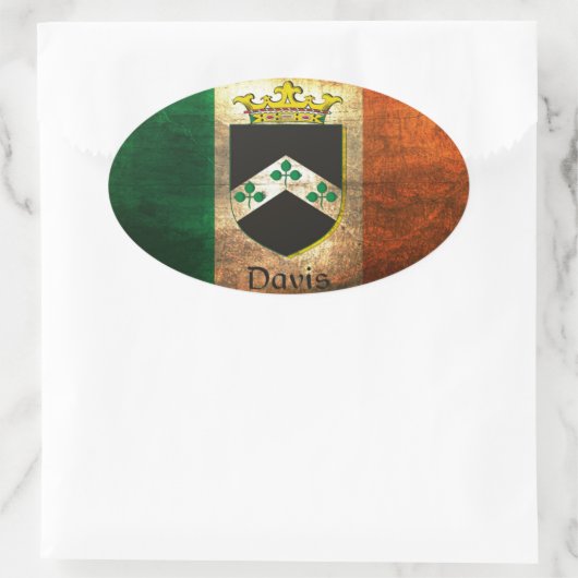 Davis Wappen Irish Flag Ovaler Aufkleber (Tasche)