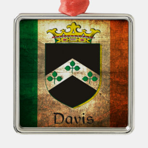 Davis Wappen Irish Flag Silbernes Ornament