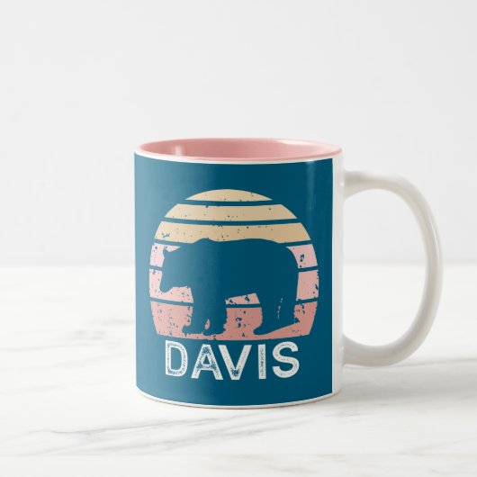 Davis West Virginia Retro Bear Zweifarbige Tasse (Rechts)