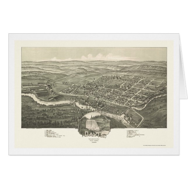 Davis, WV panoramische Karte - 1898 (Vorderseite (Horizontal))
