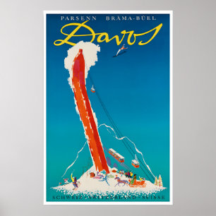 Davos Art Schweiz Reiseplakat Sportdruck Poster