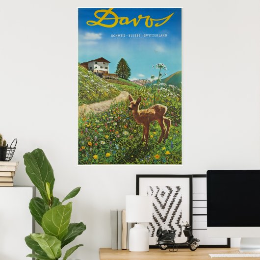 Davos, Parsen, Schweiz, Skiplakat Poster (Heimbüro)