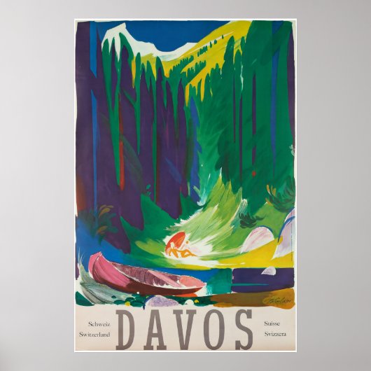 Davos, Parsen, Schweiz, Skiplakat Poster (Vorne)