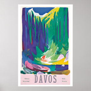 Davos Parsenn Schweiz Vintage Reiseposter Poster