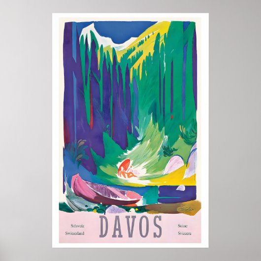 Davos Parsenn Switzerland Vintage Travel Poster (Vorne)