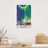 Davos Parsenn Switzerland Vintage Travel Poster (Küche)