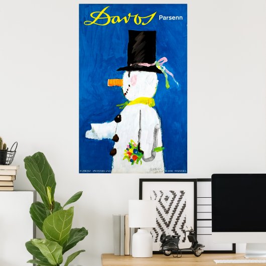 Davos Parsenn Switzerland Vintage Travel Poster (Heimbüro)