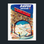 Davos, rote Luftseilbahn auf der Brücke, Schweiz Postkarte<br><div class="desc">Davos,  Schweiz Postkarte</div>