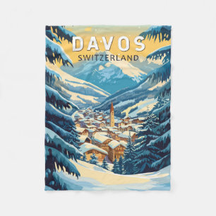 Davos Schweiz Reise Kunst Vintage Fleecedecke
