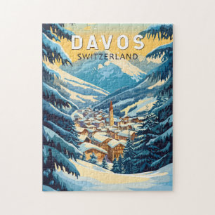 Davos Schweiz Reise Kunst Vintage Puzzle