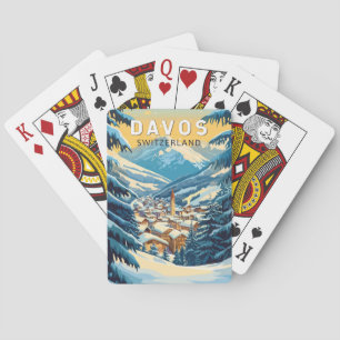 Davos Schweiz Reise Kunst Vintage Spielkarten