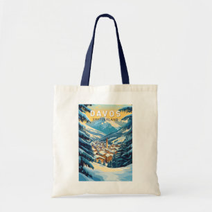 Davos Schweiz Reise Kunst Vintage Tragetasche