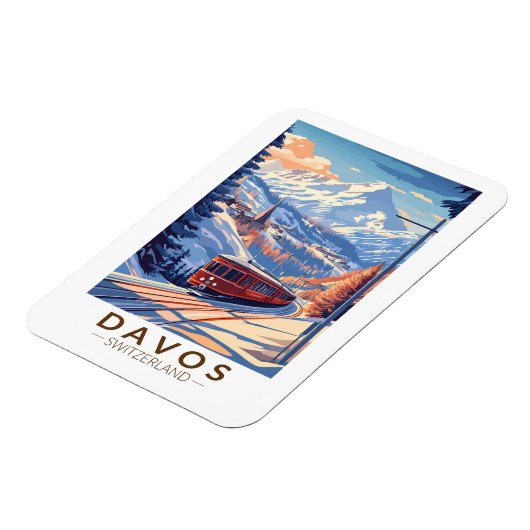 Davos Schweiz Reisen Vintag Magnet (Linke Seite)