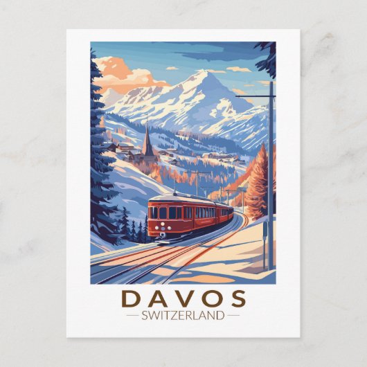 Davos Schweiz Reisen Vintag Postkarte (Vorderseite)