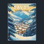 Davos Schweiz Reisen Vintag Postkarte<br><div class="desc">Davos Retro Vektor-Reise-Design. Davos ist eine Stadt in den Schweizer Alpen,  im Kanton Graubünden. Es ist ein beliebtes Skigebiet mit einem Konferenzzentrum,  in dem das jährliche Weltwirtschaftsforum stattfindet.</div>