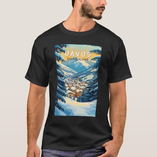Davos Schweiz Reisen Vintag T-Shirt (Vorderseite)