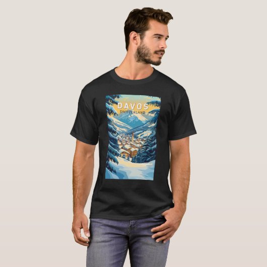 Davos Schweiz Reisen Vintag T-Shirt (Vorne ganz)