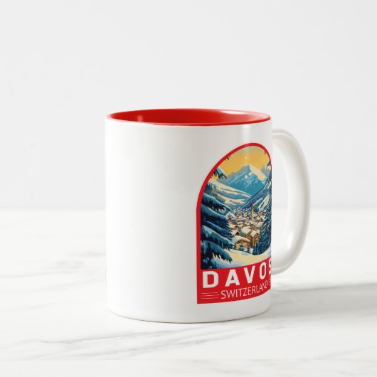 Davos Schweiz Reisen Zweifarbige Tasse (VorderseiteRechts)