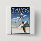 Davos Schweiz Reiseplakat Button (Vorderseite)