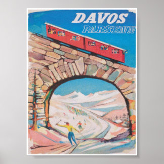 Davos Schweiz Vintages Ski-Travel-Poster Poster
