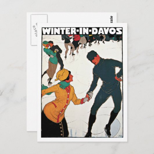 Davos Schweiz Winter Vintag Postkarte (Vorne/Hinten)