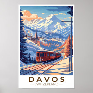 Davos Schweiz Zug Reise Kunst Vintage Poster