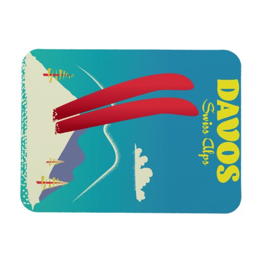 Davos Schweizer Alpen Magnet (Horizontal)