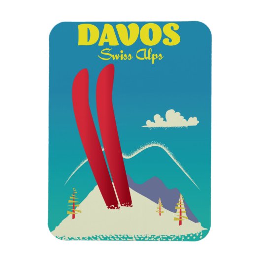 Davos Schweizer Alpen Magnet (Vertikal)